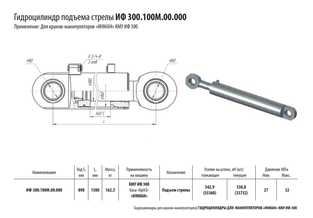 Чертеж гидроцилиндра ИФ 300.100М.00.000