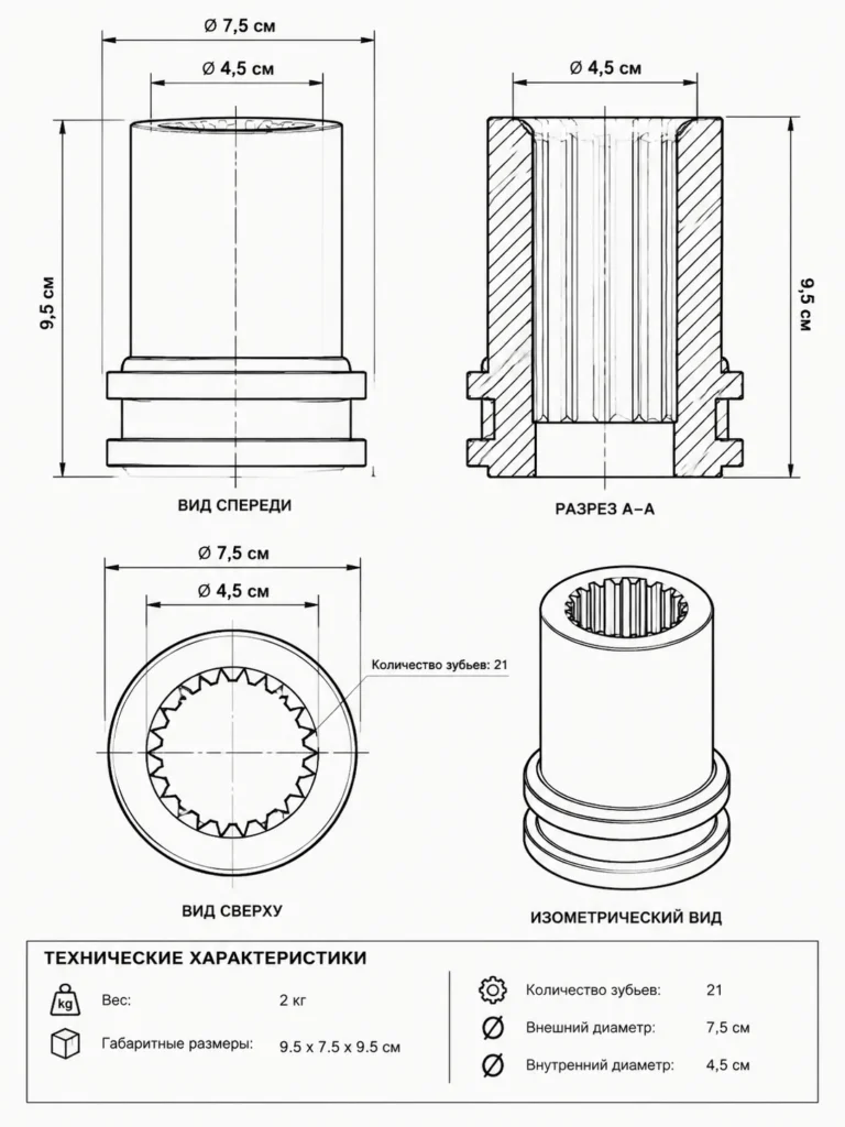 Чертеж муфты включения КОМ МП54-4205071-10
