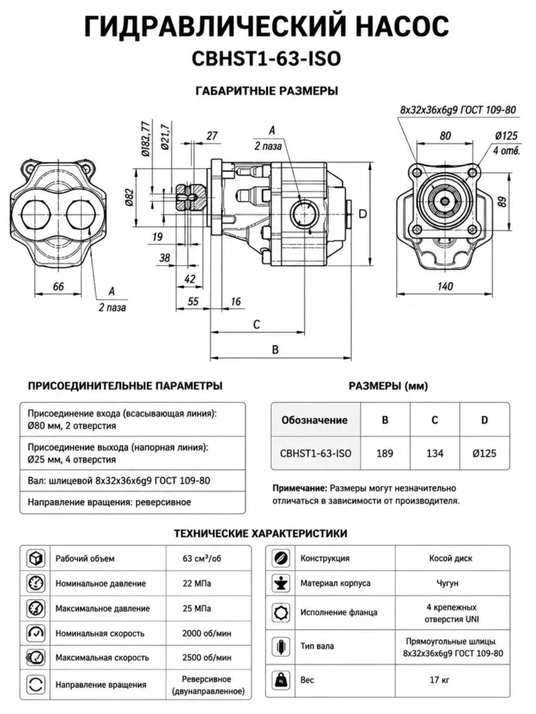 Схема гидронасоса CBHST1-63-iso