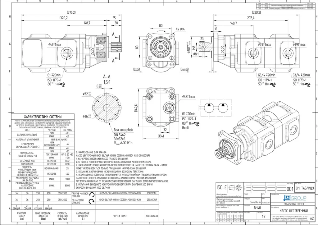 Схема насоса GHD1-36/36R(L)-I01D18-CG05G04/G05G04-N2D