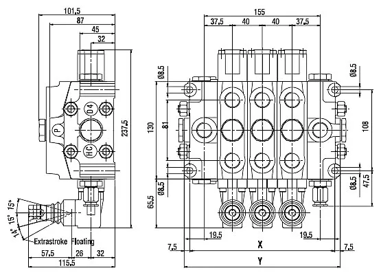 Чертеж гидрораспределителя Hydrocontrol серии HC-D