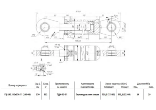 Гидроцилиндр ГЦ-200.110х570.11 (260-01)